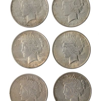 Sale Photo Thumbnail #204: (6) Peace Silver Dollars 1923-1924
