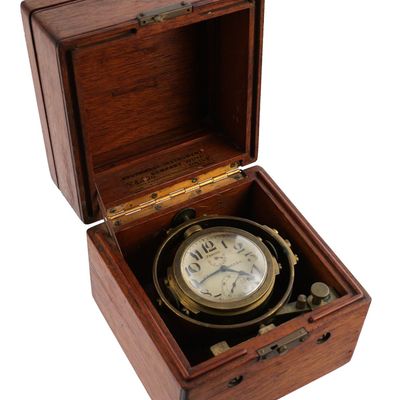 Sale Photo Thumbnail #55: Antique Mounted Zenith Marine Chronometer