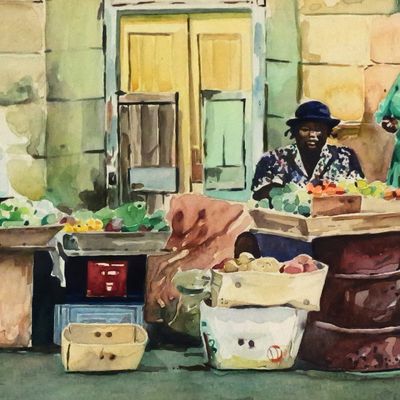 Sale Photo Thumbnail #184: CARLSTON HAMBLIN Caribbean Street Vendors