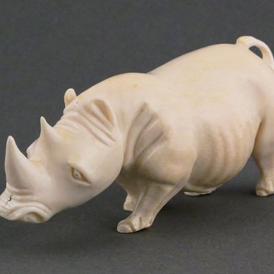 Sale Photo Thumbnail #136: African Carved Ivory Rhinoceros Figure