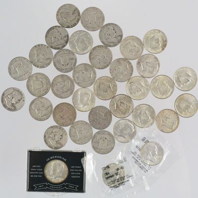 Sale Photo Thumbnail #225: (36) Franklin & Kennedy Silver Half Dollars