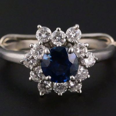 Sale Photo Thumbnail #2: Tiffany & Co Platinum 950 Sapphire Diamond Ring