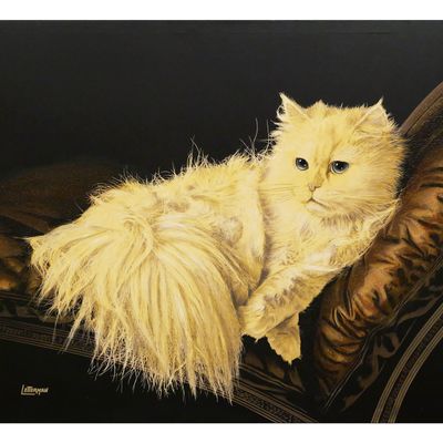 Sale Photo Thumbnail #153: ANTOINETTE LETTERMAN, Large Cat Painting