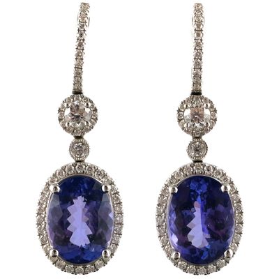 Sale Photo Thumbnail #17: 18k Gold Tanzanite & Diamond Earrings