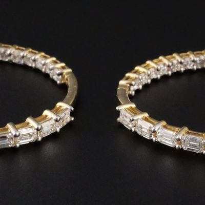 Sale Photo Thumbnail #58: 14K Gold Diamond Hoop Earrings