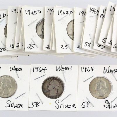 Sale Photo Thumbnail #238: (34) U.S. Silver Washington Quarters 1936-1964