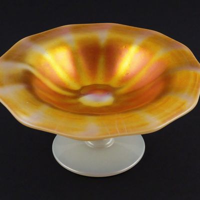 Sale Photo Thumbnail #160: Vintage Steuben Aurene and Calcite Compote Bowl