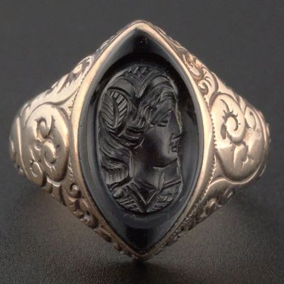 Sale Photo Thumbnail #109: Antique 9K Gold Classical Intaglio Ring