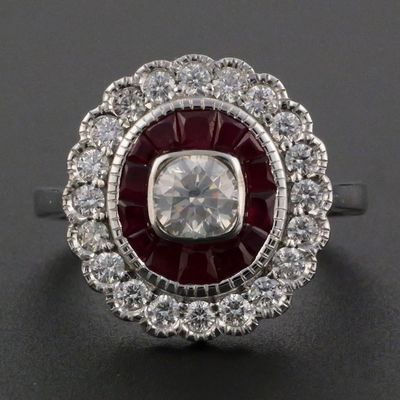 Sale Photo Thumbnail #37: Oscar Friedman 18K Gold Ruby Diamond Ring