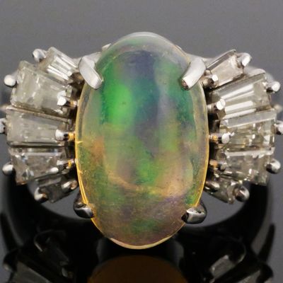 Sale Photo Thumbnail #85: 3.5 Ct. Opal & Diamonds Platinum Ring