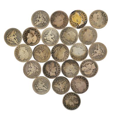 Sale Photo Thumbnail #205: (22) Barber Silver Quarters 1895-1915
