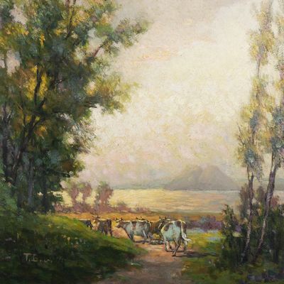 Sale Photo Thumbnail #161: 19th C Pastoral Landscape