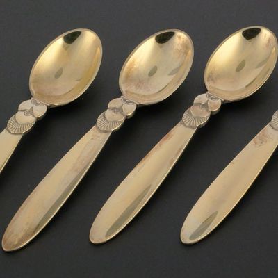 Sale Photo Thumbnail #150: GEORG JENSEN Cactus Spoons Set Of Four