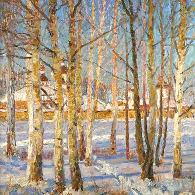 Sale Photo Thumbnail #60: A. TITOVETS Snowy Landscape Painting