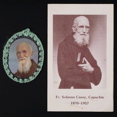 Sale Photo Thumbnail #256: Father Solanus Casey Clothing Relic & Prayer Card