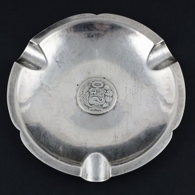 Sale Photo Thumbnail #193: Vintage Peruvian Sterling Silver Ashtray 1914 Coin