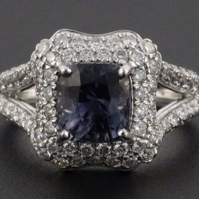 Sale Photo Thumbnail #108: Platinum GIA Color Change Spinel Diamond Ring