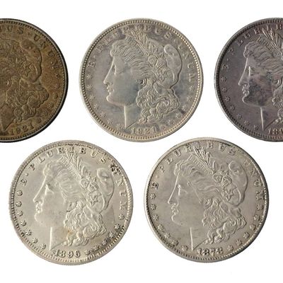 Sale Photo Thumbnail #215: (5) Morgan Silver Dollars 1878-1921