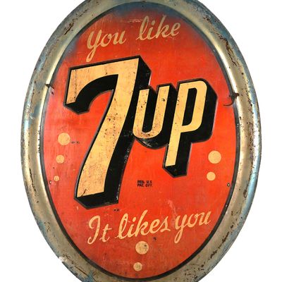 Sale Photo Thumbnail #25: Vintage 7UP Embossed SST Advertising Sign