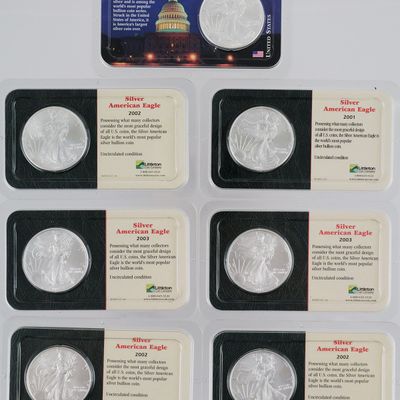 Sale Photo Thumbnail #224: (7) American Silver Eagle $1 Coins 2000-2003