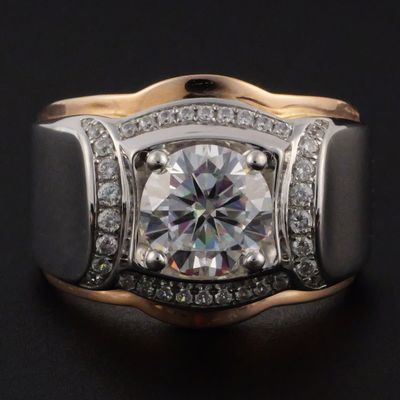 Sale Photo Thumbnail #239: 14K Two-Tone Gold 2 CT Moissanite Men's Ring