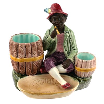 Sale Photo Thumbnail #242: Majolica Blackamoor Smoking Man with Striker
