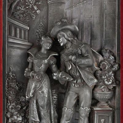 Sale Photo Thumbnail #271: Antique High Relief Framed Metal Wall Plaque
