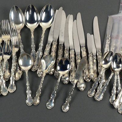 Sale Photo Thumbnail #51: Gorham Strasbourg Sterling Silver Flatware Set