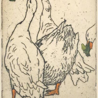 Sale Photo Thumbnail #182: BERTHA JAQUES Geese Etching