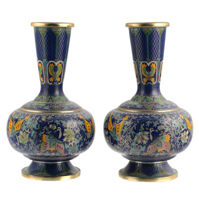 Sale Photo Thumbnail #202: Pair Chinese Cloisonne Butterfly Vases