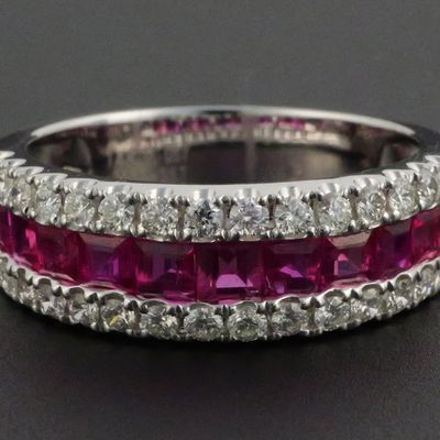 Sale Photo Thumbnail #77: 14K White Gold Ruby Diamond Ring
