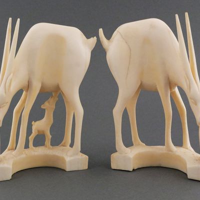 Sale Photo Thumbnail #259: Pair of African Ivory Gazelle or Antelope Figures