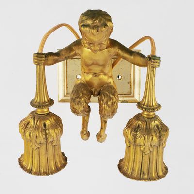 Sale Photo Thumbnail #103: Neoclassical Revival Faun Satyr Light Sconce