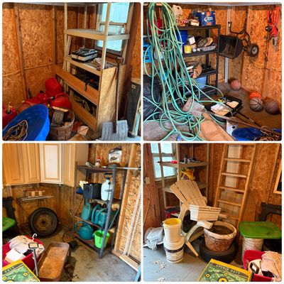 Sale Photo Thumbnail #24: A Large Collection of Storage Shed Contents Including a Western Flyer Wagon, Morrell Archery Target, Shelving Units, and Garden Equipment