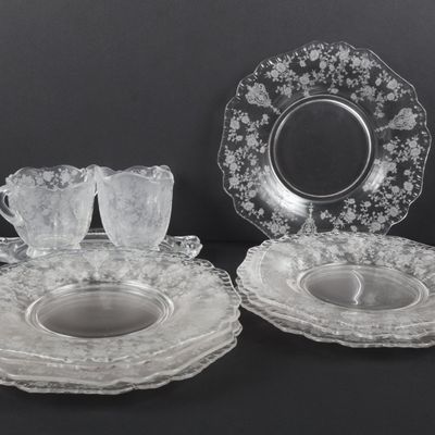 Sale Photo Thumbnail #42: Eleven-Piece Fostoria Glass Company June Pattern Etched Glassware Set