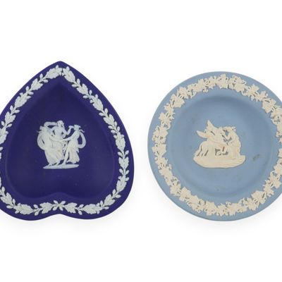 Sale Photo Thumbnail #21: Two Wedgwood Blue Jasperware Pin Trays