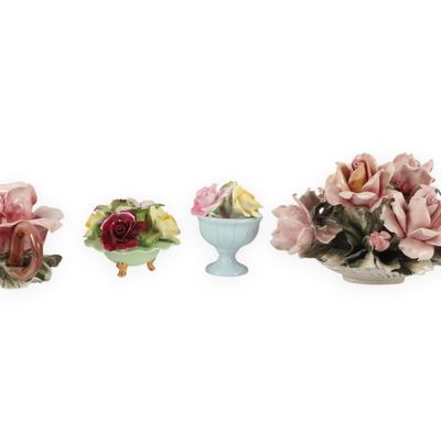 Sale Photo Thumbnail #24: A Collection of Four English and Italian Ceramic Floral Ornaments including Denton, Thorley, and Nora Fashion