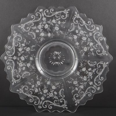 Sale Photo Thumbnail #45: Fostoria June Pattern Clear Glass 14-Inch Torte Plate