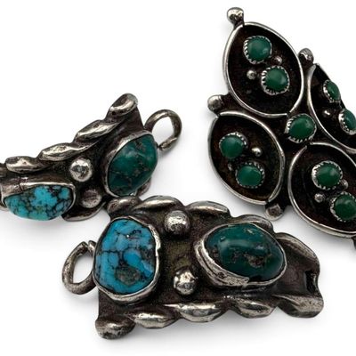 Old Pawn Native American Sterling Silver, Saddle Ring & Henry H. Begay Watch Tips