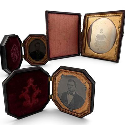 Three Mid 19th C. Cased Photographs