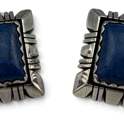 Vintage Carl Quintana Sterling Silver Lapis Earrings
