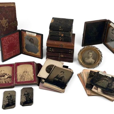 Large Grouping of Antique Daguerreotypes, Tintypes, & Antique Photo Albums