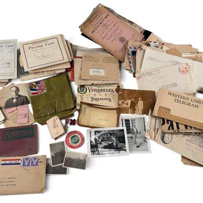 Collection of WWI & WWII Ephemera, Documents, Photos, Post Cards & Letters.