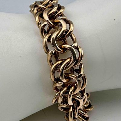14k Double Rolo Link Charm Bracelet