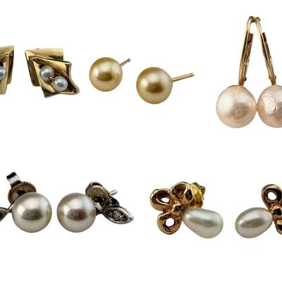 14K Gold Pearl Earrings