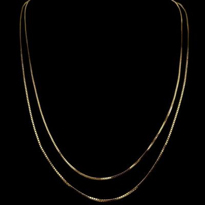 Two 14k Gold Italian Box Chains