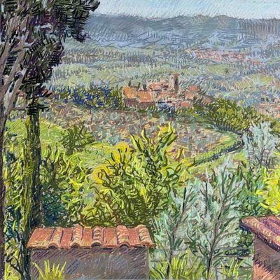 Terry Hogan (California, 1951-2022), Impressionist Style Hillside Landscape, Pastel On Paper