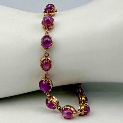 18k Gold Pink Star Sapphire Bracelet