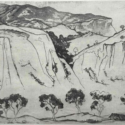 Carl Lewis Pappe (American, 1900-1998), Monta?as, Etching With Aquatint