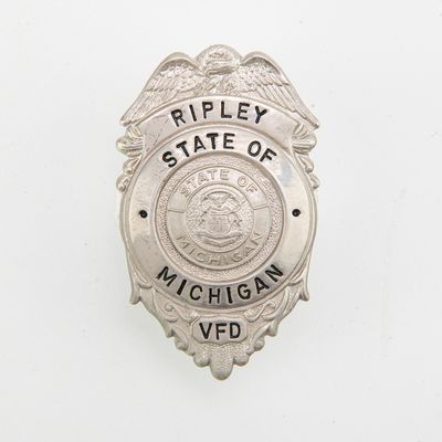 Ripley MI VFD Volunteer Fire Dept Hat Badge